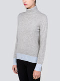 Turtleneck Slimfit Sweater_CB_Light Grey/Baby Blue