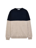 Men Crew Neck Sweater_CB_Dark Navy/Beige