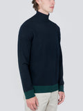 Men Turtleneck Sweater_CB_Dark Navy/Deep Green