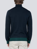 Men Turtleneck Sweater_CB_Dark Navy/Deep Green