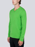 Men V Neck Sweater_Green